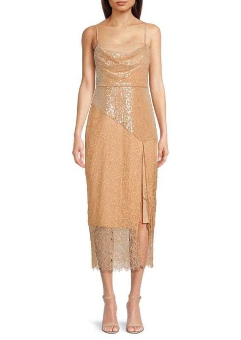 BCBG Max Azria Side Slit Sequined Maxi Dress