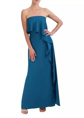 BCBG Max Azria Strapless Cascading Ruffle Gown