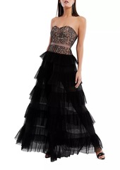 BCBG Max Azria Strapless Lace & Tulle Gown