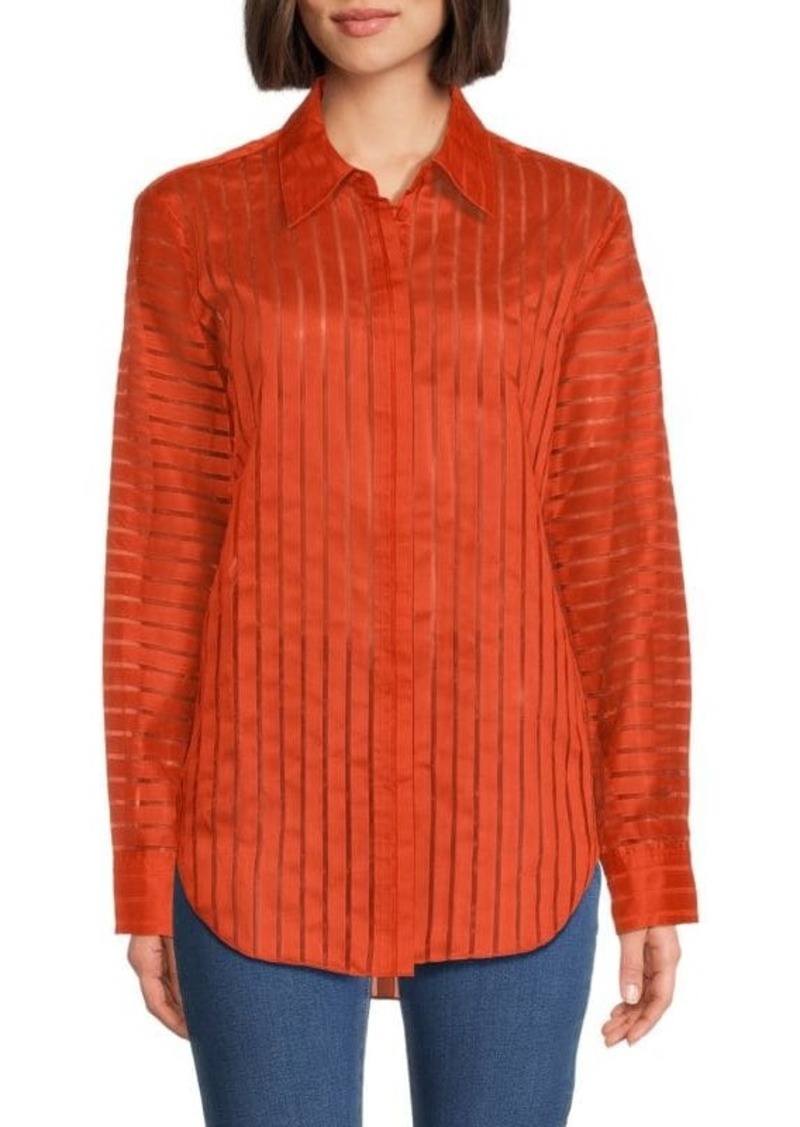 BCBG Max Azria Striped Sheer Shirt