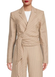 BCBG Max Azria Striped Wrap Crop Blazer