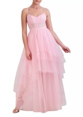 BCBG Max Azria Tiered Tulle Corset Gown