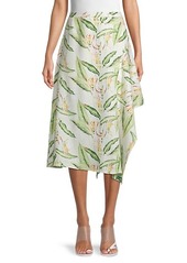 BCBG Max Azria Tropical-Print Asymmetrical Midi Skirt
