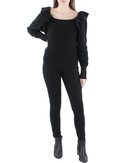 BCBG Max Azria Womens Cable Knit Bateau Neck Pullover Sweater
