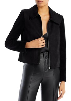 BCBG Max Azria Womens Faux Suede Lightweight Bomber Jacket