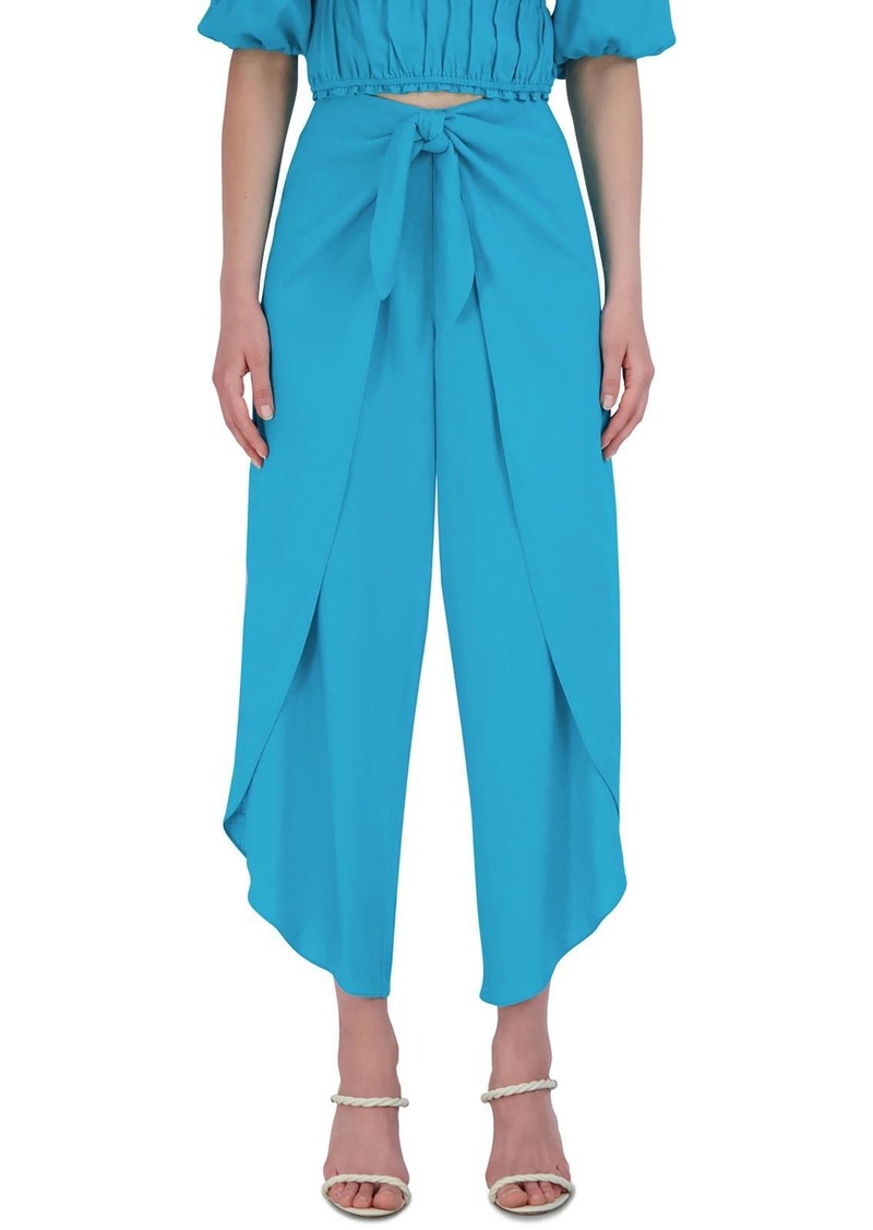 BCBG Max Azria Womens High Rise Tie Waist Wide Leg Pants