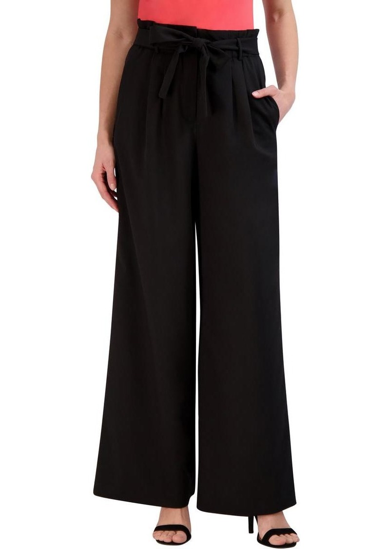 BCBG Max Azria Womens High Waist Paperbag Wide Leg Pants