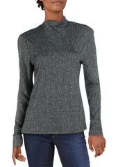 BCBG Max Azria Womens Knit Metallic Turtleneck Sweater