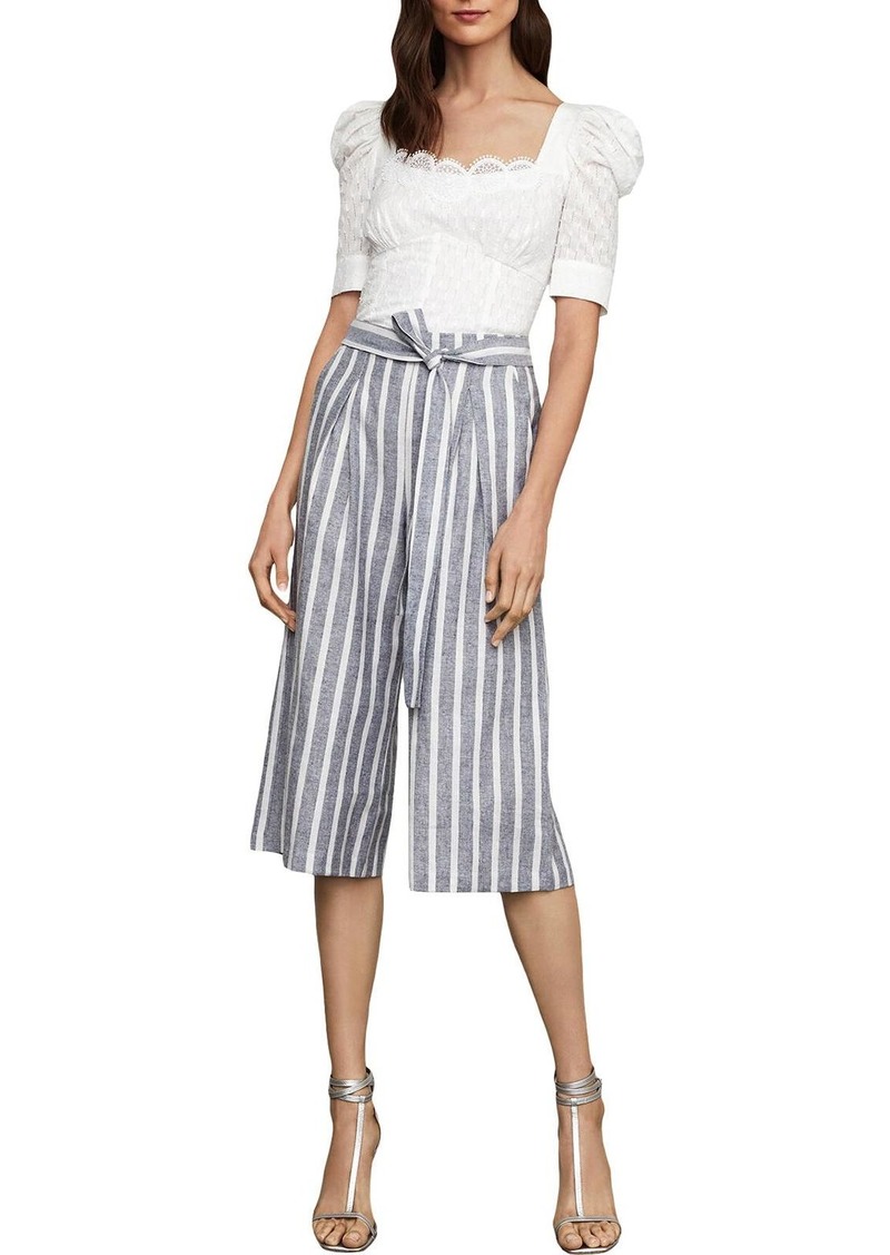 BCBG Max Azria Womens Linen Blend Striped Culottes