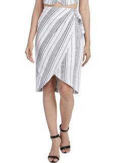 BCBG Max Azria Womens Linen Blend Striped Midi Skirt