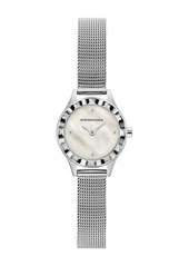 BCBG Max Azria Women's Mother-Of-Pearl Light Stainless Steel Mesh Watch, 24mm