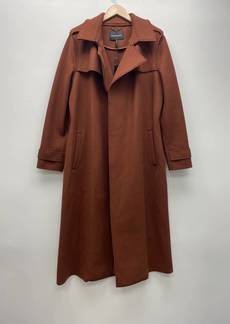 BCBG Max Azria Women's Raw Edged Wool Belted Long Trench Coat In Pecan