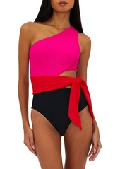 Beach Riot Carlie Cutout One-Shoulder Tie Waist One-Piece Swimsuit