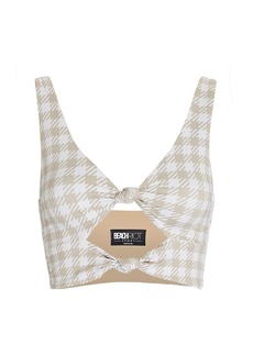 Beach Riot Bowie Cut-Out Houndstooth Crop Top