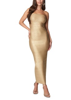 Bebe Juniors' Bandage Strapless Maxi Dress - Gold