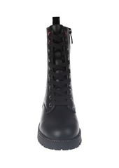 Bebe Little and Big Girls Emboss Script Lace Up Boot - Black