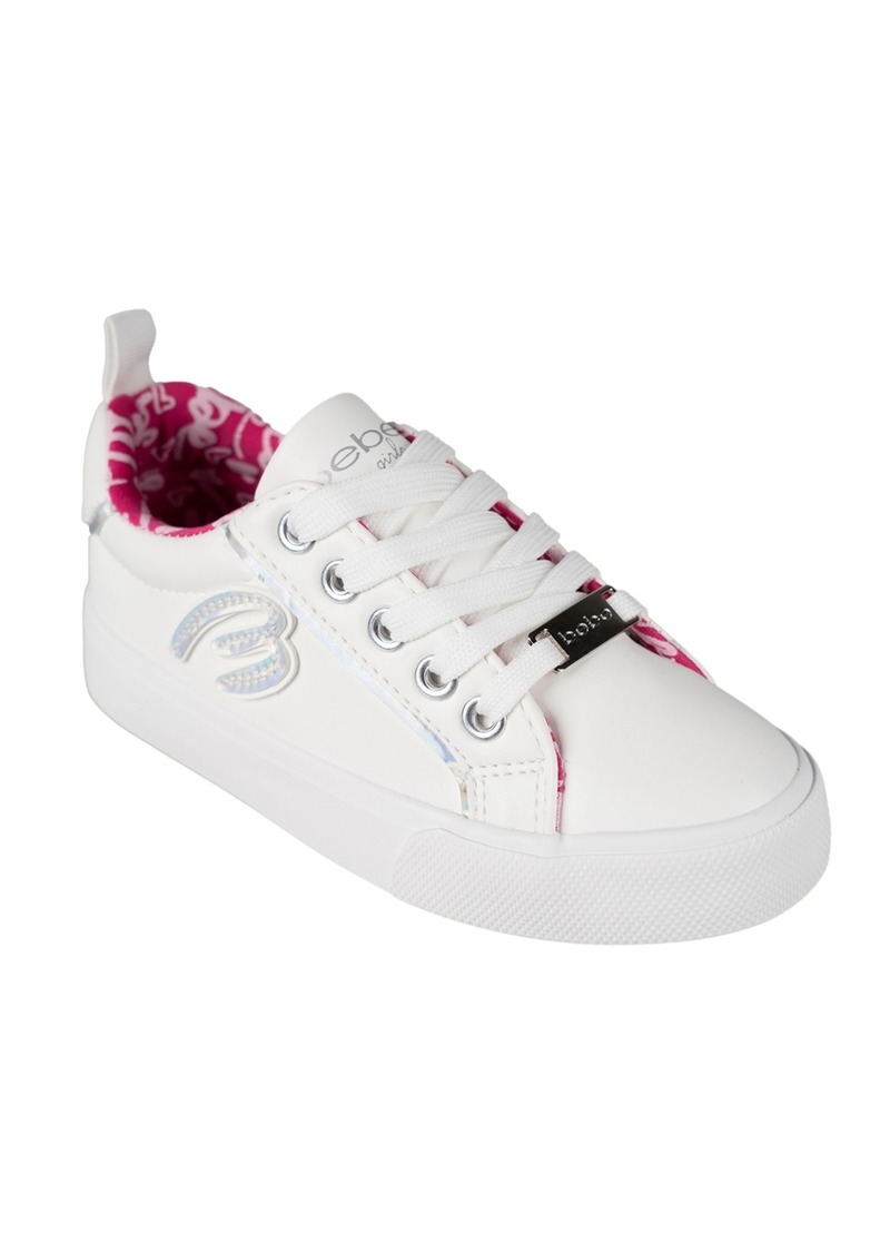 "Bebe Little and Big Girls Low Top With Holographic ""B"" Sneaker - Silver"