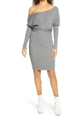 bebe Off-The-Shoulder Sweater Dress in Grey at Nordstrom
