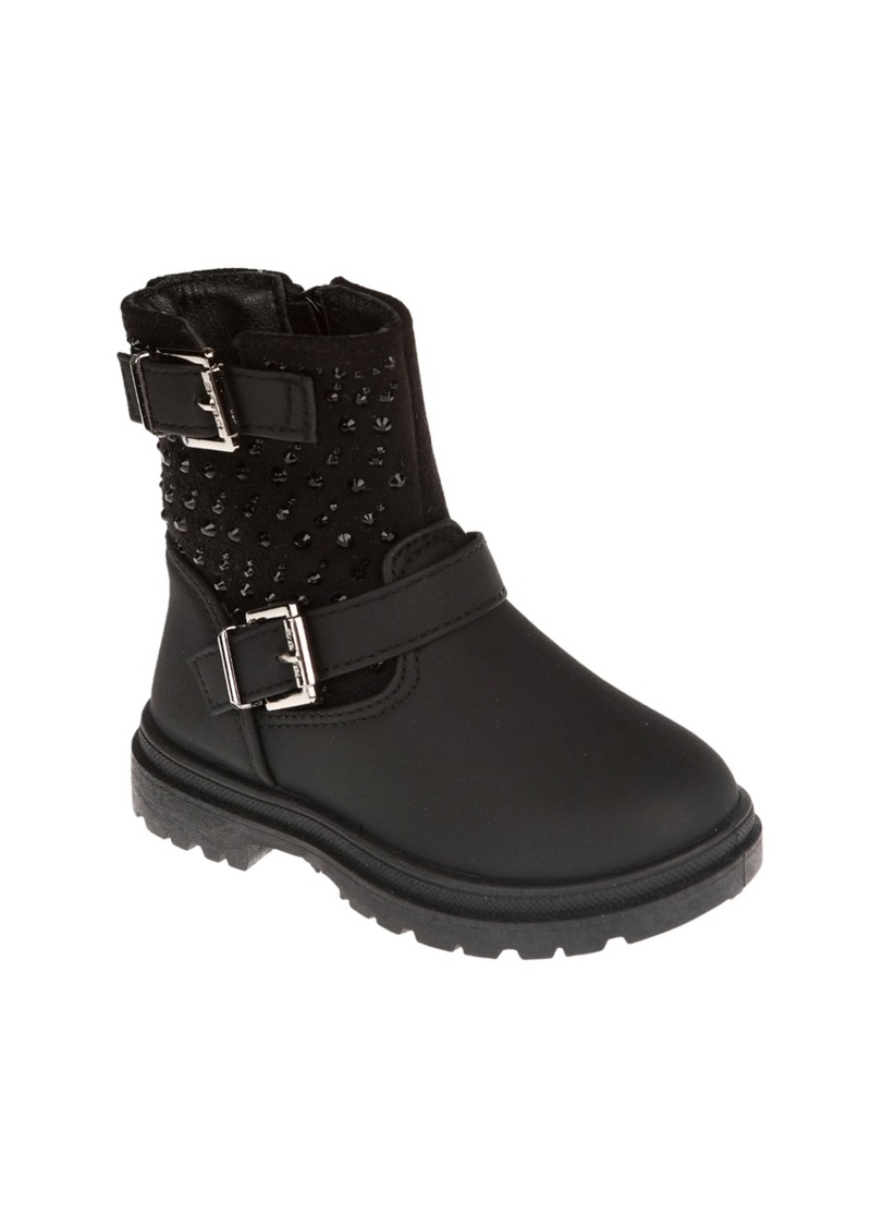 Bebe Toddler Girls Engineer With Rhinestones and Bebe Rivet Boot - Black