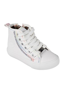 Bebe Toddler Girls High Top Rhinestones Sneaker - White