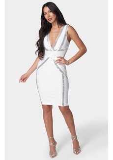 Bebe Women's Bandage Metallic Midi Dress - Ivory/silver