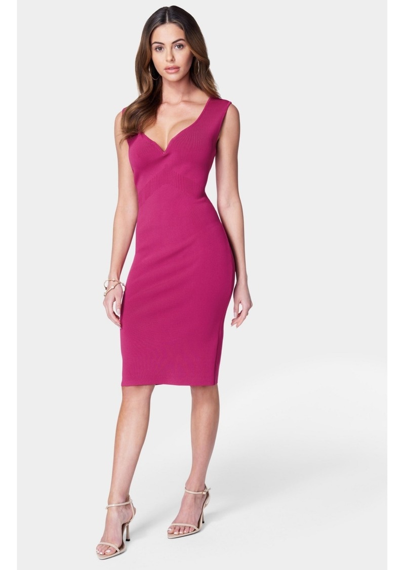 Bebe Women's Cap Sleeve V-neck Mini Bandage Dress - Fuchsia