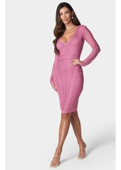 Bebe Women's Crystal Mesh Midi Dress - Pink