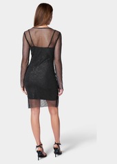 Bebe Women's Crystal Mesh Mini Dress - Black, Xs - Black