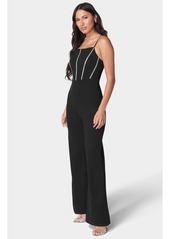 Bebe Women's Embellished Corset Jumpsuit - Black/silver