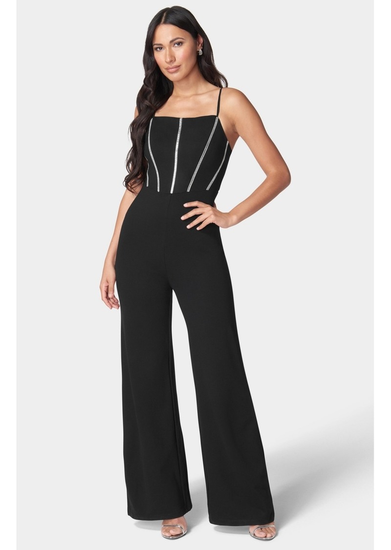 Bebe Women's Embellished Corset Jumpsuit - Black/silver