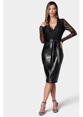 Bebe Women's Faux Leather Skirt Dress - Black