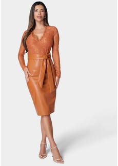 Bebe Women's Faux Leather Skirt Dress - Brown