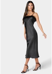 Bebe Women's Feather Satin Slip Dress - Black
