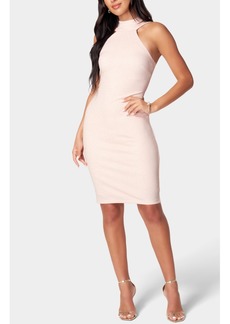 Bebe Women's Halter Neck Shimmer Dress - Light/Pastel Pink