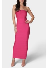 Bebe Women's Long Strapless Bandage Dress - Pink