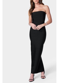 Bebe Women's Long Strapless Bandage Dress - Black