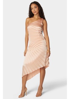 Bebe Women's Pleated One Shoulder Gown - Peach