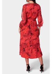 bebe Women's Printed Wrap Midi Dress - Red