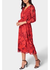 bebe Women's Printed Wrap Midi Dress - Red