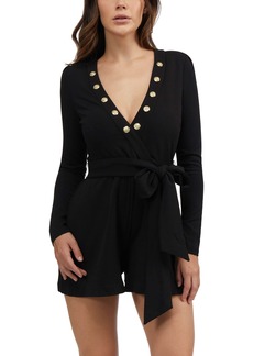 BEBE Women's Snap Detail Belted Romper