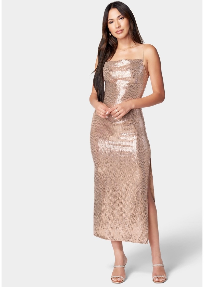 Bebe Women's Long Slim Maxi Dress - Rosegold