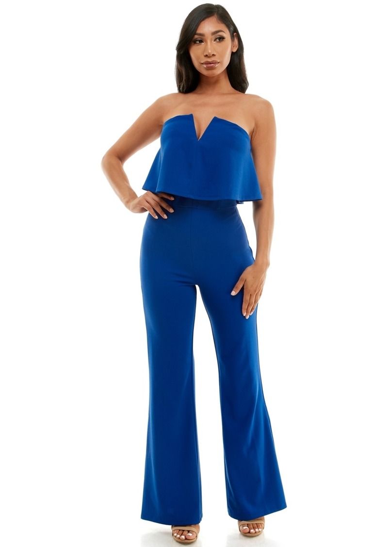 Bebe Women's Strapless Overlay Jumpsuit - Cobalt