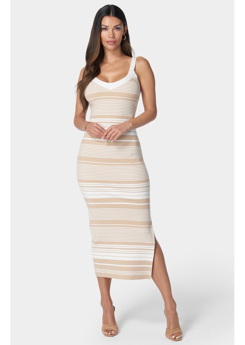 Bebe Women's Striped Sweater Midi Dress - Cream