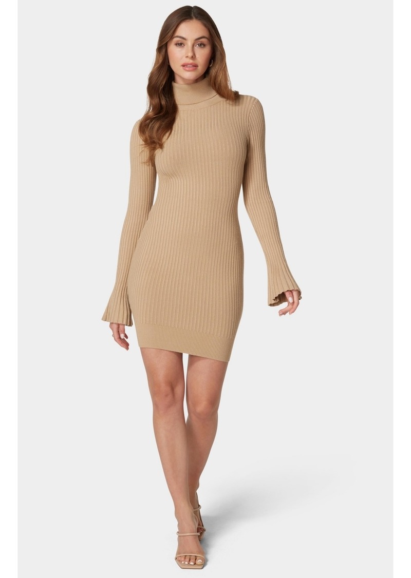 Bebe Women's Turtleneck Sweater Dress - Taupe