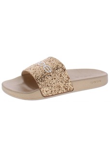 bebe Fraida Womens Glitter Logo Slide Sandals