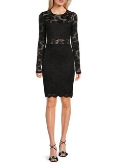 bebe Illusion Neckline Lace Sheath Dres