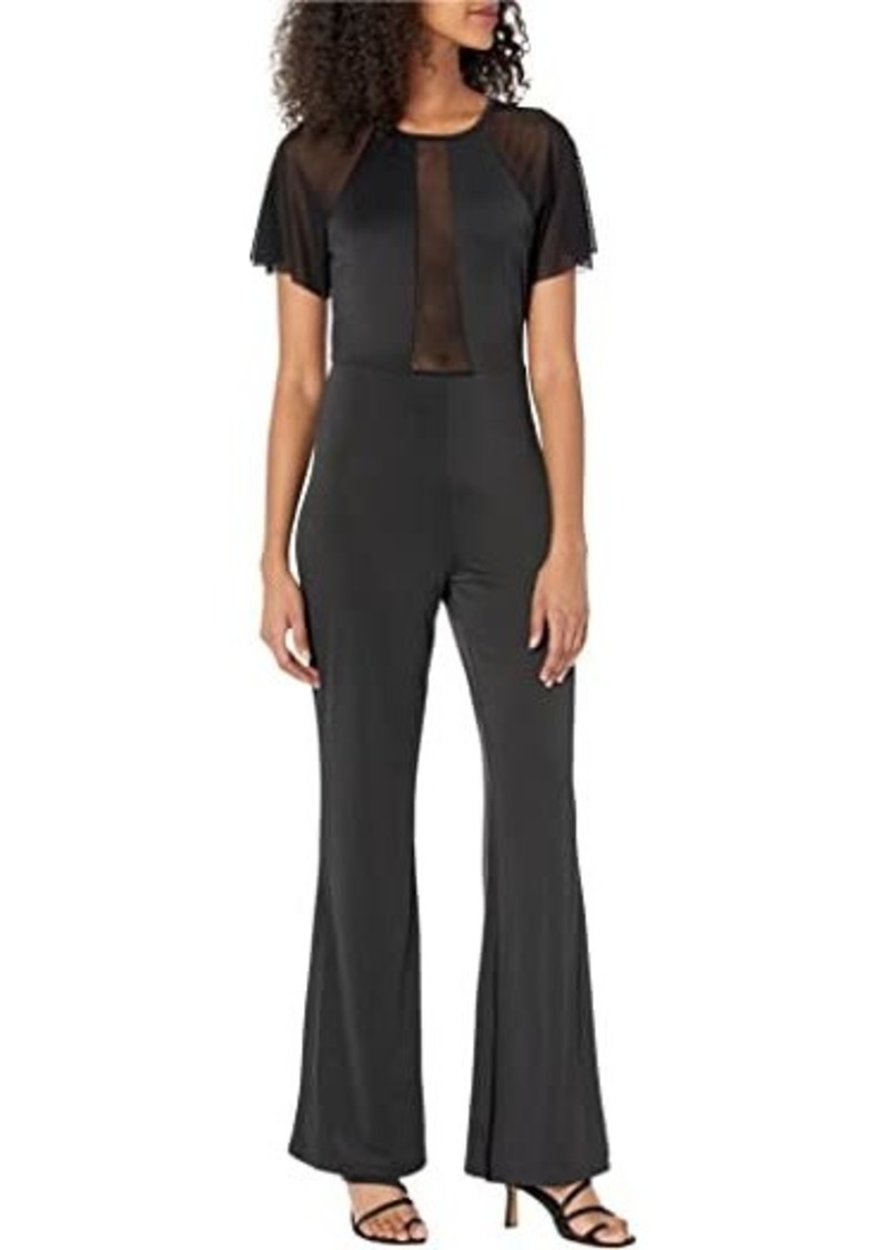 bebe Mesh Detail Wide Leg Jumpsuit