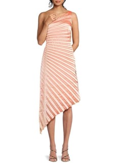 bebe Pleated Asymmetric Midi Dress