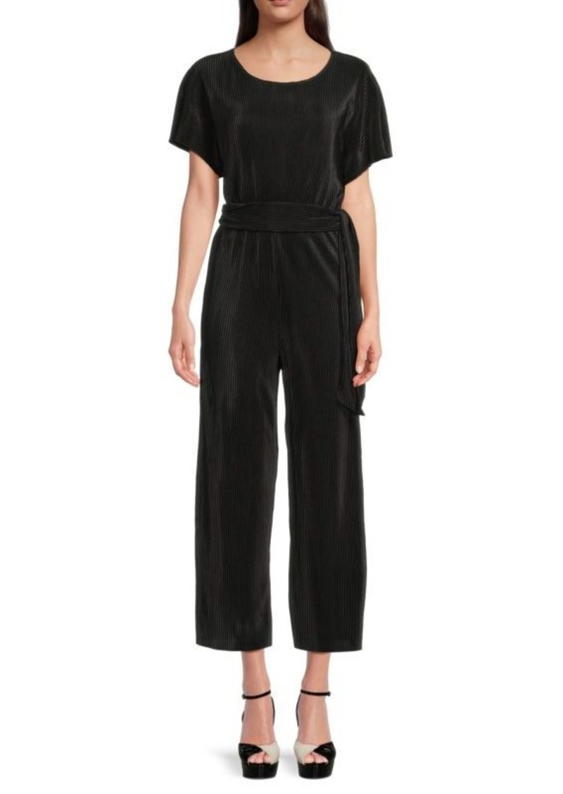 bebe Pleated Culotte Ribbed Ankle Jumpsuit