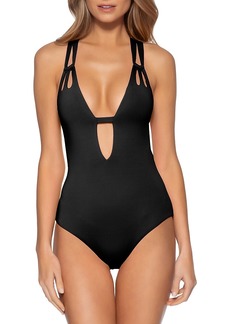 Becca by Rebecca Virtue Color Code Skylar Plunge One Piece Swimsuit